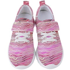 Pink Abstract Stripes Women s Velcro Strap Shoes by SpinnyChairDesigns