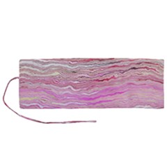 Pink Abstract Stripes Roll Up Canvas Pencil Holder (m) by SpinnyChairDesigns