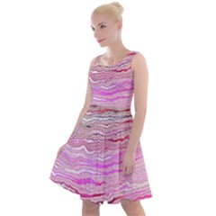 Pink Abstract Stripes Knee Length Skater Dress by SpinnyChairDesigns