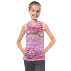 Pink Abstract Stripes Kids  Sleeveless Hoodie