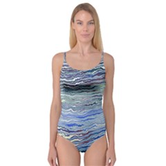 Blue Abstract Stripes Camisole Leotard  by SpinnyChairDesigns