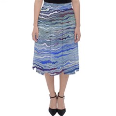 Blue Abstract Stripes Classic Midi Skirt by SpinnyChairDesigns