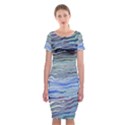 Blue Abstract Stripes Classic Short Sleeve Midi Dress View1