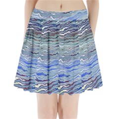 Blue Abstract Stripes Pleated Mini Skirt by SpinnyChairDesigns