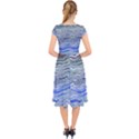 Blue Abstract Stripes Cap Sleeve Front Wrap Midi Dress View2