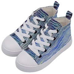 Blue Abstract Stripes Kids  Mid-top Canvas Sneakers by SpinnyChairDesigns