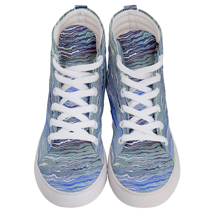 Blue Abstract Stripes Men s Hi-Top Skate Sneakers