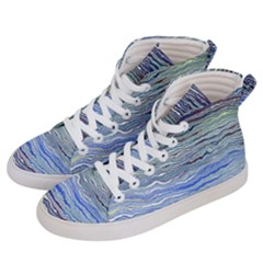 Blue Abstract Stripes Men s Hi-top Skate Sneakers by SpinnyChairDesigns