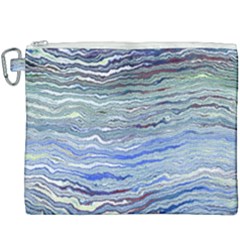 Blue Abstract Stripes Canvas Cosmetic Bag (xxxl) by SpinnyChairDesigns