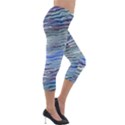 Blue Abstract Stripes Lightweight Velour Capri Leggings  View4