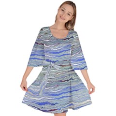 Blue Abstract Stripes Velour Kimono Dress by SpinnyChairDesigns