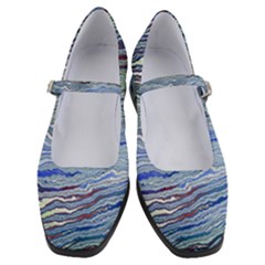 Blue Abstract Stripes Women s Mary Jane Shoes