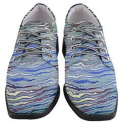 Blue Abstract Stripes Women Heeled Oxford Shoes