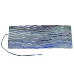 Blue Abstract Stripes Roll Up Canvas Pencil Holder (s) by SpinnyChairDesigns