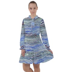 Blue Abstract Stripes All Frills Chiffon Dress by SpinnyChairDesigns