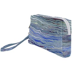 Blue Abstract Stripes Wristlet Pouch Bag (small) by SpinnyChairDesigns