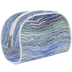 Blue Abstract Stripes Makeup Case (large) by SpinnyChairDesigns