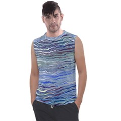 Blue Abstract Stripes Men s Regular Tank Top