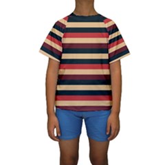 Seventies Stripes Kids  Short Sleeve Swimwear by tmsartbazaar