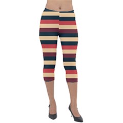 Seventies Stripes Lightweight Velour Capri Leggings  by tmsartbazaar