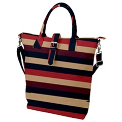 Seventies Stripes Buckle Top Tote Bag by tmsartbazaar