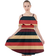 Seventies Stripes Cut Out Shoulders Chiffon Dress