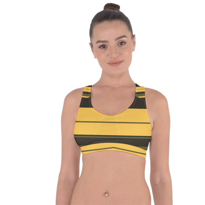 Vintage Yellow Cross String Back Sports Bra