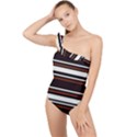 Classic Coffee Brown Frilly One Shoulder Swimsuit View1