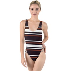 Classic Coffee Brown High Leg Strappy Swimsuit by tmsartbazaar