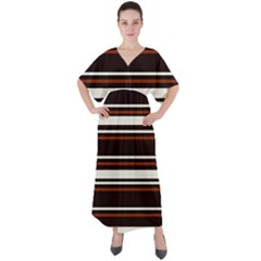 Classic Coffee Brown V-neck Boho Style Maxi Dress by tmsartbazaar