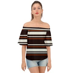 Classic Coffee Brown Off Shoulder Short Sleeve Top