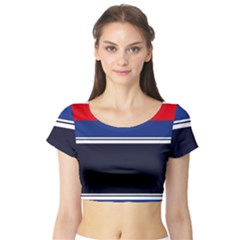 Casual Uniform Stripes Short Sleeve Crop Top by tmsartbazaar