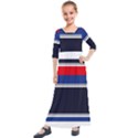 Casual Uniform Stripes Kids  Quarter Sleeve Maxi Dress View1