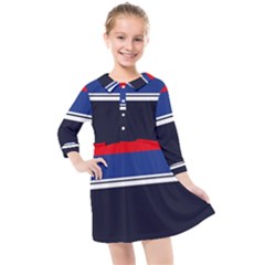 Casual Uniform Stripes Kids  Quarter Sleeve Shirt Dress