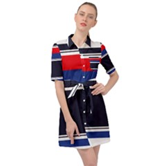 Casual Uniform Stripes Belted Shirt Dress by tmsartbazaar