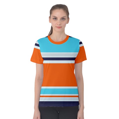 Tri Color Stripes Women s Cotton Tee by tmsartbazaar