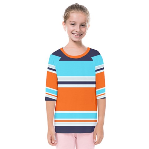 Tri Color Stripes Kids  Quarter Sleeve Raglan Tee by tmsartbazaar