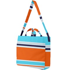 Tri Color Stripes Square Shoulder Tote Bag by tmsartbazaar