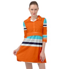 Tri Color Stripes Mini Skater Shirt Dress by tmsartbazaar