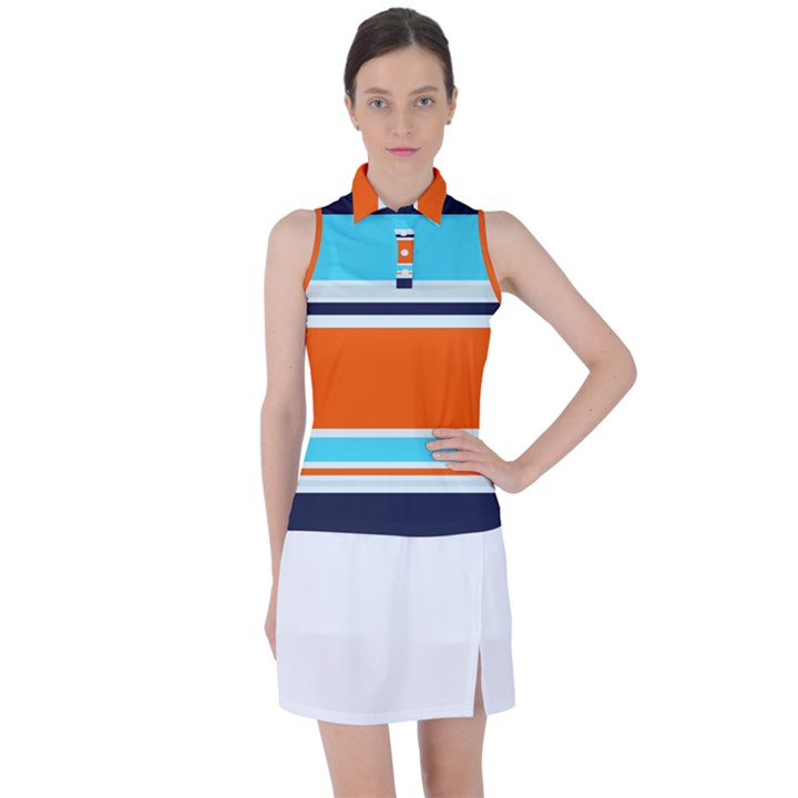 Tri Color Stripes Women s Sleeveless Polo Tee