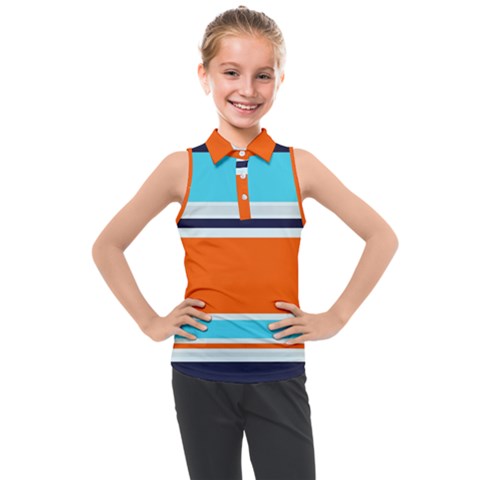 Tri Color Stripes Kids  Sleeveless Polo Tee by tmsartbazaar