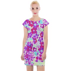 Spring Flowers Garden Cap Sleeve Bodycon Dress