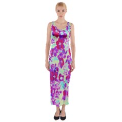 Spring Flowers Garden Fitted Maxi Dress