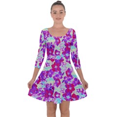 Spring Flowers Garden Quarter Sleeve Skater Dress