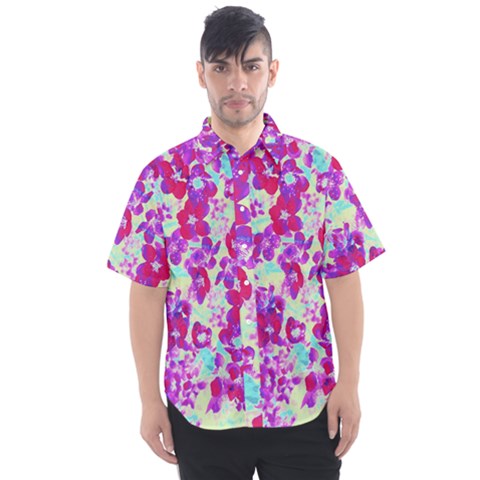 Spring Flowers Garden Men s Short Sleeve Shirt by DinkovaArt