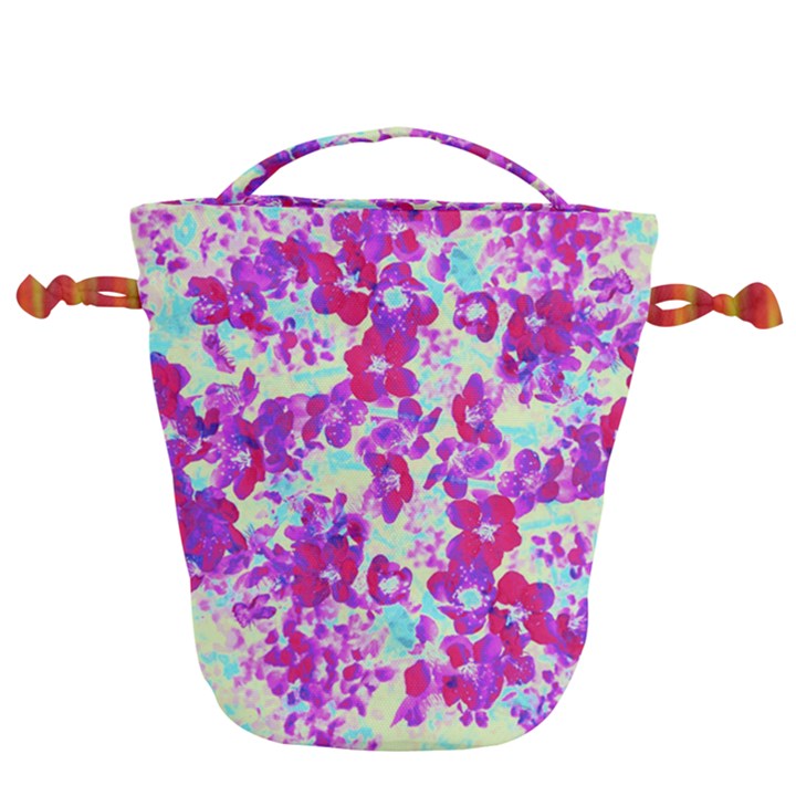 Spring Flowers Garden Drawstring Bucket Bag