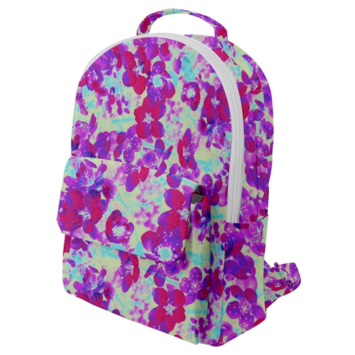 Spring Flowers Garden Flap Pocket Backpack (Small)