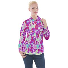 Spring Flowers Garden Women s Long Sleeve Pocket Shirt