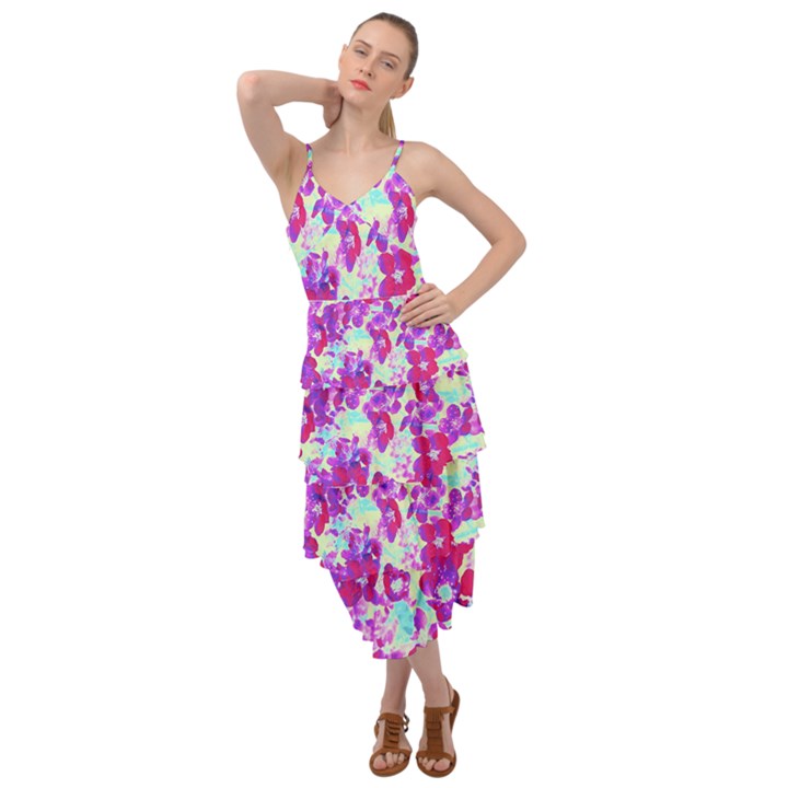 Spring Flowers Garden Layered Bottom Dress