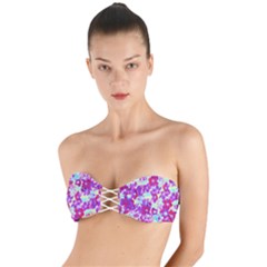 Spring Flowers Garden Twist Bandeau Bikini Top